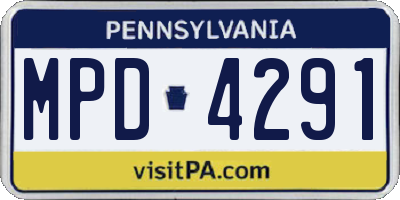 PA license plate MPD4291