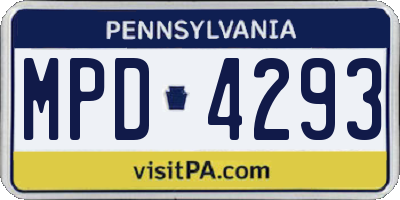 PA license plate MPD4293