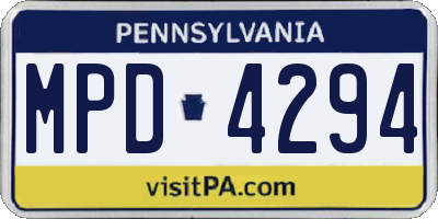 PA license plate MPD4294