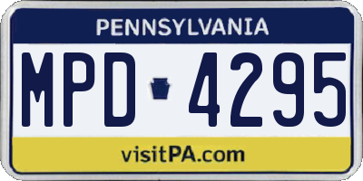 PA license plate MPD4295