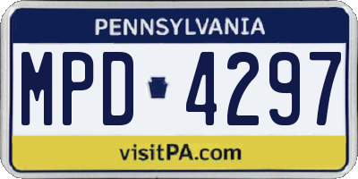 PA license plate MPD4297
