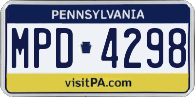 PA license plate MPD4298