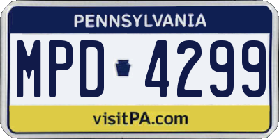 PA license plate MPD4299