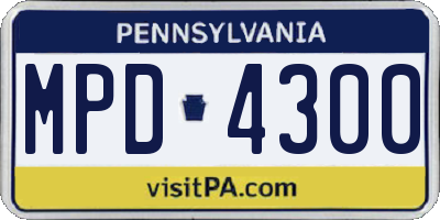 PA license plate MPD4300