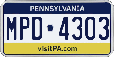 PA license plate MPD4303