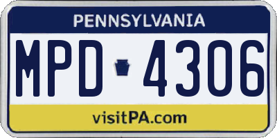 PA license plate MPD4306