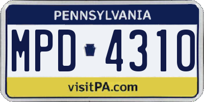 PA license plate MPD4310