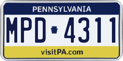 PA license plate MPD4311