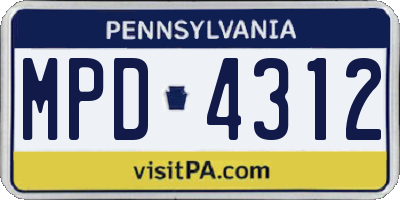 PA license plate MPD4312