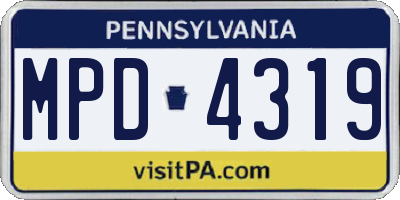PA license plate MPD4319