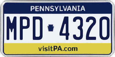 PA license plate MPD4320