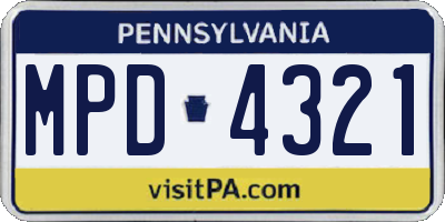 PA license plate MPD4321