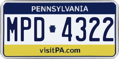 PA license plate MPD4322