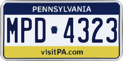 PA license plate MPD4323