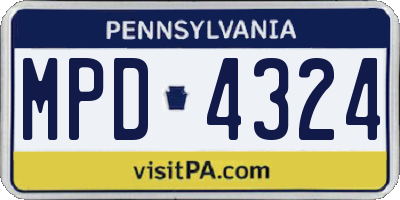PA license plate MPD4324