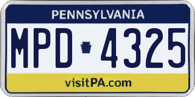 PA license plate MPD4325