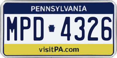PA license plate MPD4326