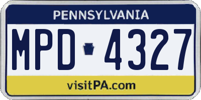 PA license plate MPD4327