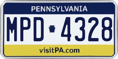 PA license plate MPD4328