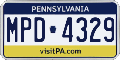 PA license plate MPD4329