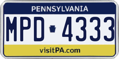 PA license plate MPD4333