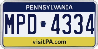 PA license plate MPD4334