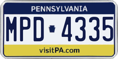 PA license plate MPD4335