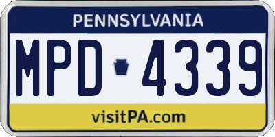 PA license plate MPD4339