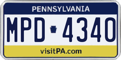 PA license plate MPD4340