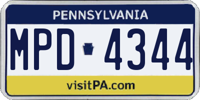 PA license plate MPD4344
