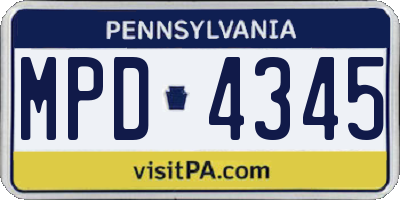 PA license plate MPD4345