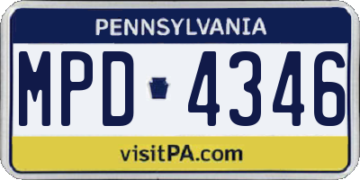 PA license plate MPD4346