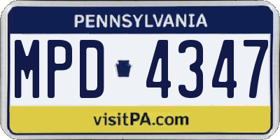 PA license plate MPD4347