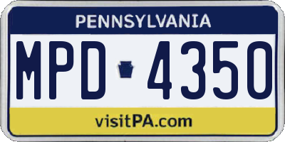 PA license plate MPD4350
