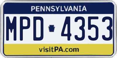 PA license plate MPD4353