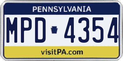 PA license plate MPD4354
