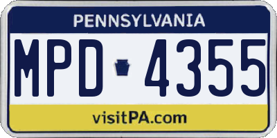 PA license plate MPD4355