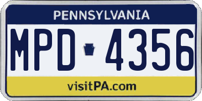 PA license plate MPD4356