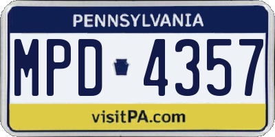 PA license plate MPD4357