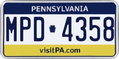 PA license plate MPD4358