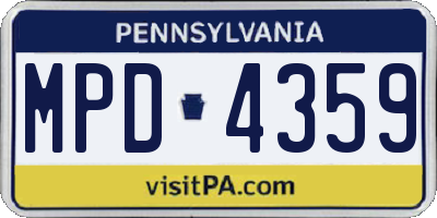 PA license plate MPD4359
