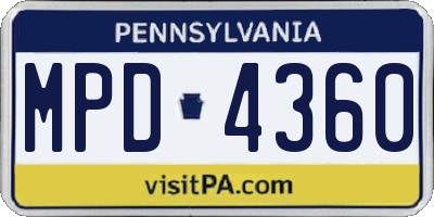 PA license plate MPD4360