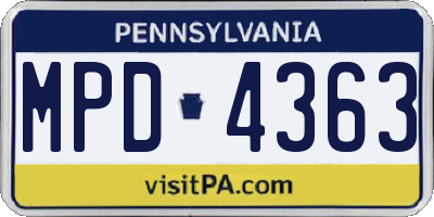 PA license plate MPD4363