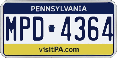 PA license plate MPD4364