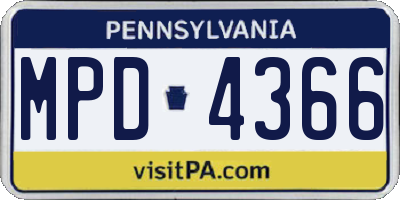 PA license plate MPD4366