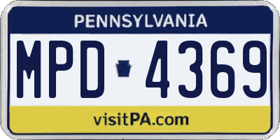 PA license plate MPD4369