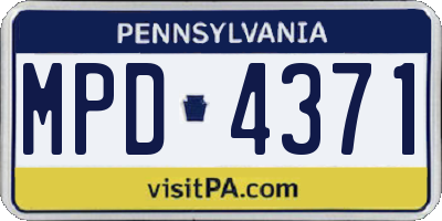 PA license plate MPD4371