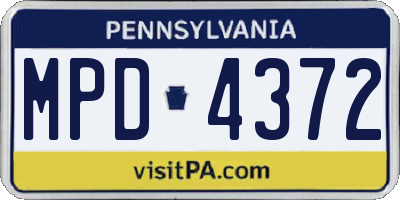 PA license plate MPD4372