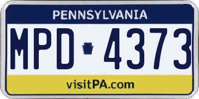 PA license plate MPD4373