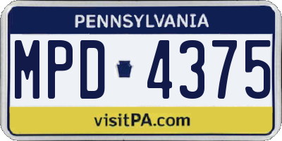 PA license plate MPD4375
